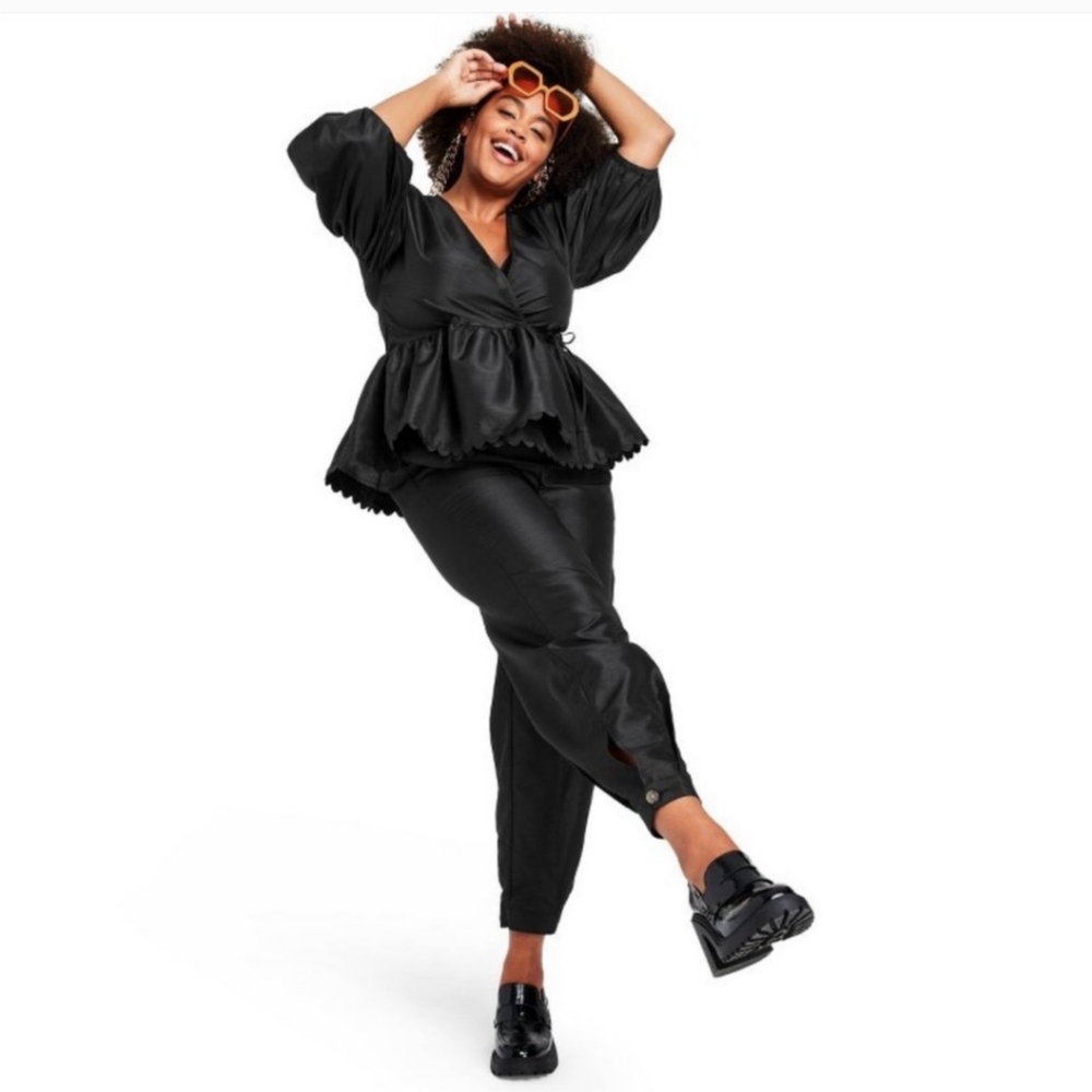 Kika Vargas for Target Scalloped Hem Puff Sleeve Wrap Top - Picture 3 of 16